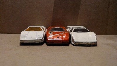 3 Hot Wheels Lamborghini Countach's three variations - Orange & White Malaysia..