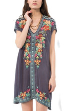 NEW JOHNNY WAS HEIDI HEAVILY EMBROIDERED BLOUSE TUNIC DRESS BOHO MEDIUM LARGE