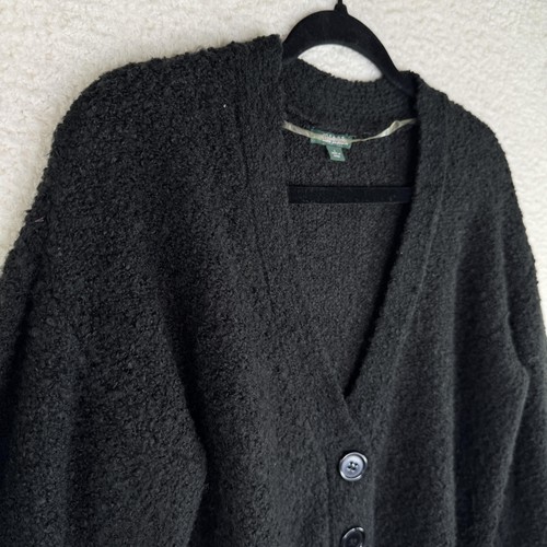 Wild Fable Sweater Womens Large Black Button Front Boucle Knit Cropped Cardigan - Picture 3 of 10