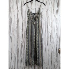 Justify Boho Floral Keyhole Tie Front Maxi Dress Womens S Smocked Front Slit