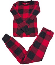 PJ Place Pajama Set 2pc Kids size 7 Red Black Buffalo Check 100 Cotton