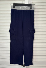 Hanna Andersson Boys Size 120 6-7 Navy Drawstring Waist French Terry Cargo Pants