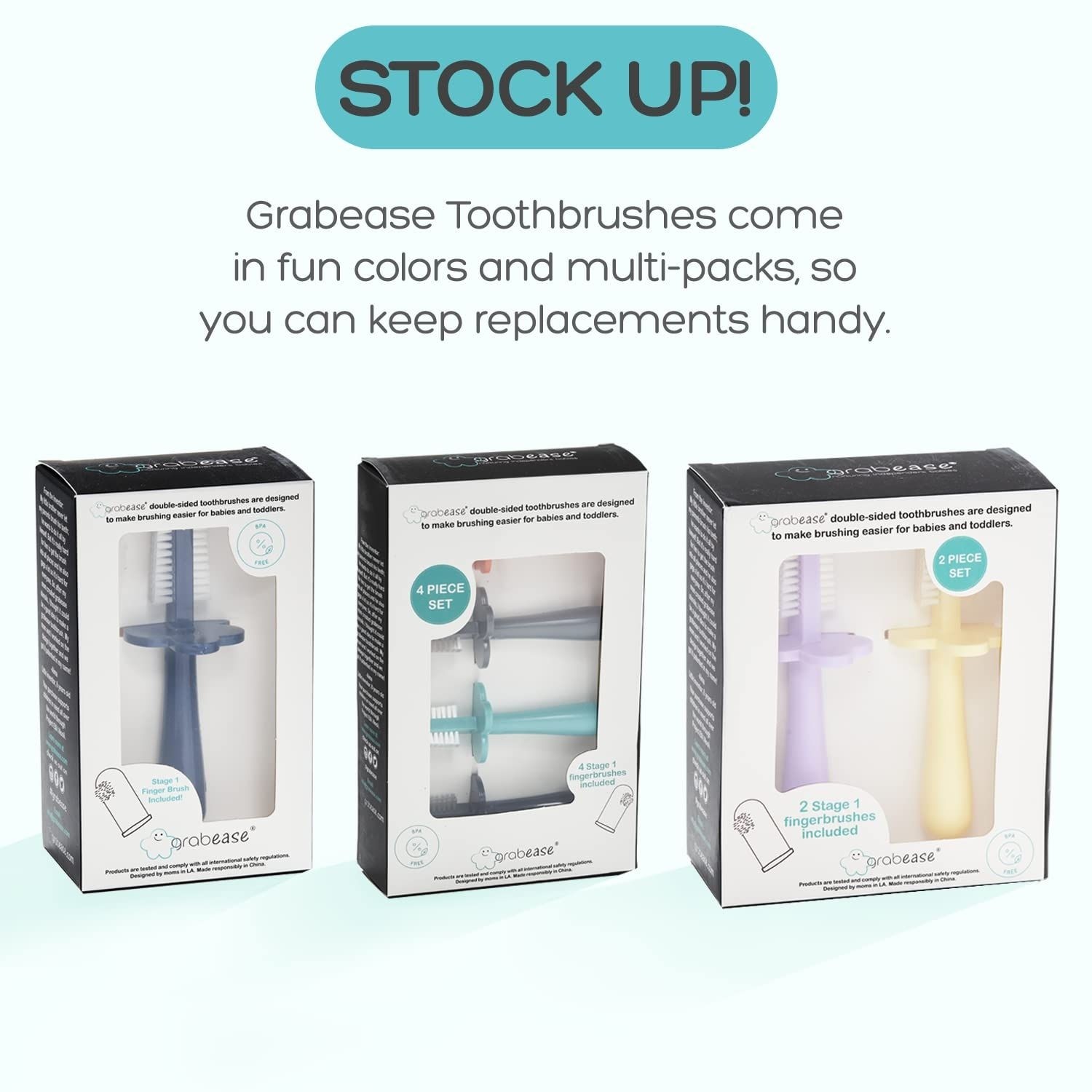 Double-Sided Toothbrush for Babies and Toddler, Finger Brush, 1 Pack, Lavender