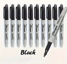 10 X Black Marker Pens Fine Bullet Tip Permanent Markers Fine Tip FREE FAST POST