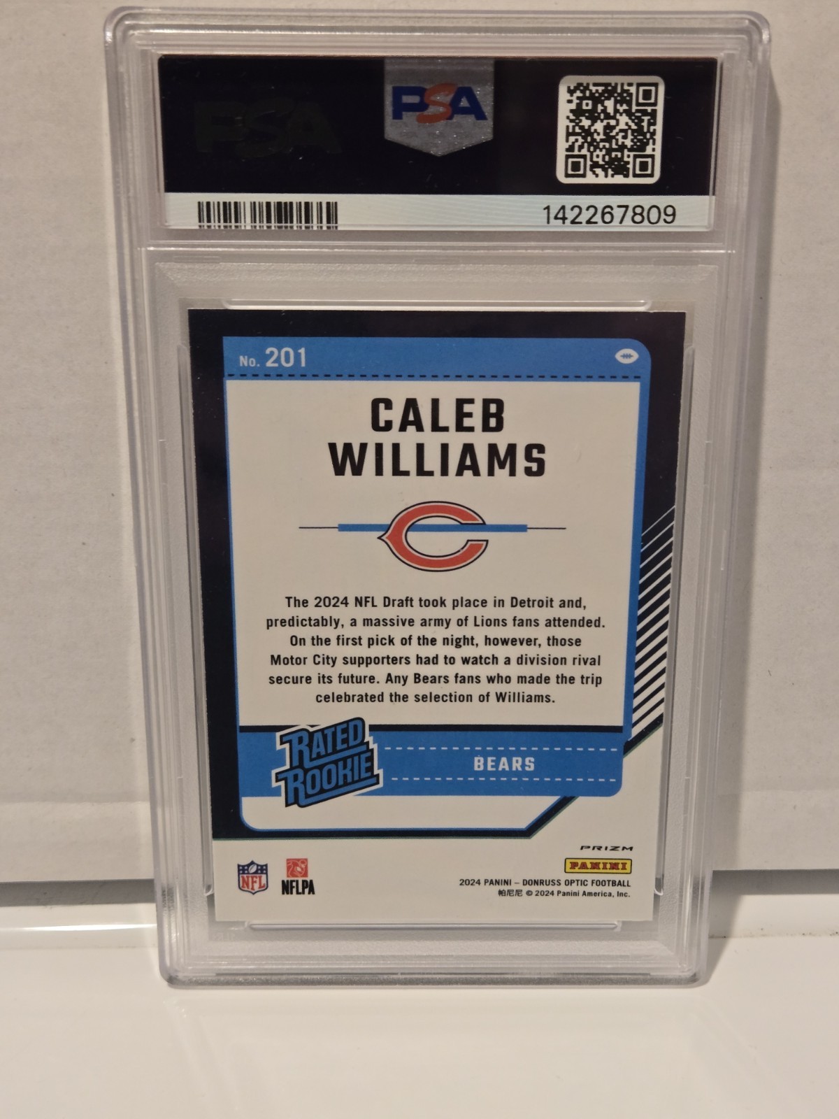 2024 Panini Donruss Optic - Rated Rookie Caleb Williams #201 Holo Prizm (RC) view 2