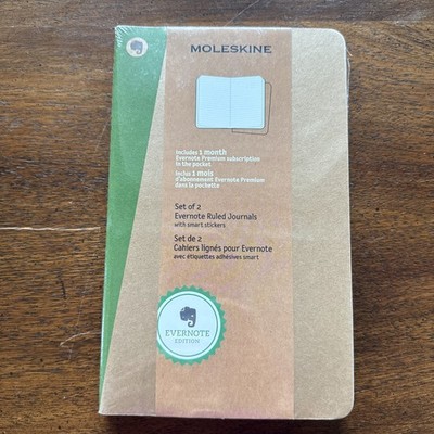 Moleskine Evernote Edition Ruled Journals Set of 2 W/Smart Stickers