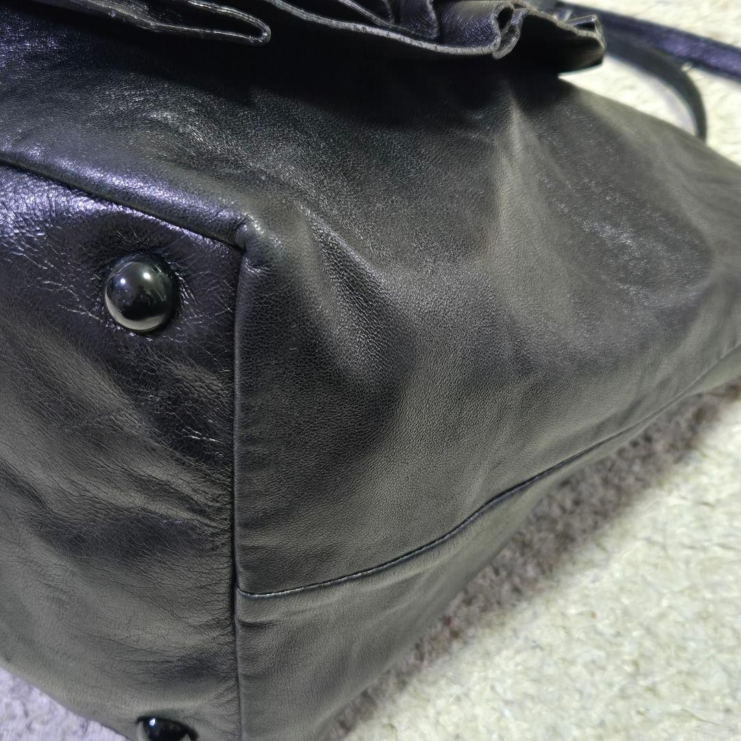 Valentino Garavani Leather Tote Bag 2Way Floral Pattern Black Rare Japan thumbnail 7