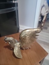 Brass Rooster Chicken Sculpture Figurines Vintage. 9 Inches From Tail to Head