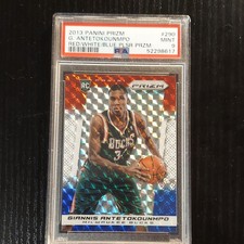 2013 Panini Prizm Red White & Blue Pulsar Giannis Antetokounmpo #290 Rookie PSA…