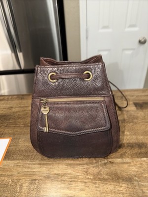 Fossil 1954 Brown Leather Crossbody Bag Purse 75082 Vtg Key American Classic