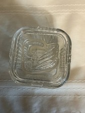 Vintage federal glass ribbed refrigerator dish with lid