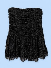 NWT American Eagle Strapless Mini Dress Black Polka Dot Smocked Women’s L