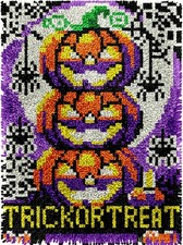 veirousa Halloween Jack O Lantern Latch Hook 15X20 Inches, 3 Jack-o-Lantern