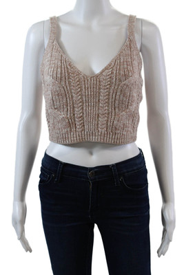 Jonathan Simkhai Womens V Neck Sleeveless Cropped Tank Top Pink Cotton Size Larg