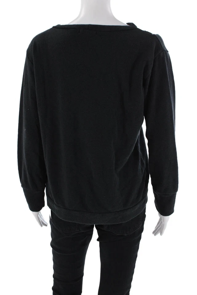 Sudadera LNA para mujer manga larga recortada negra algodón talla grande Foto 3 de 4