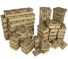 Bulk Damask Print Paper Cotton Filled Jewelry Gift Packaging Boxes - WHOLESALE
