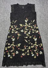 Karl Lagerfeld Paris Dress Womens 4 Black Floral Lace Sheath Knee Length