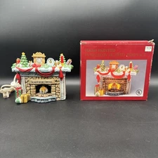 Vintage 1993 Hand Painted Christmas Porcelain Fireplace Home Decor 7x6” In Box