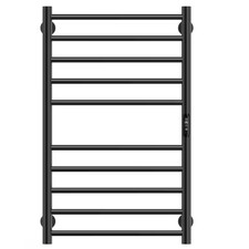 Electric Towel Warmer Wall Mount Heated Towel 10 Bars Plug in Hardwired Black