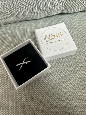 Fingerring 925 Sterlingsilber X-Ring mit Zirkonia Verzierung , Silber Ring