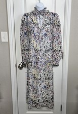 GANNI Pleated Georgette Floral Dress Sz 34 US 4 