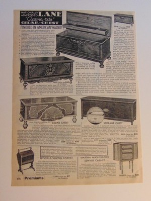 1936 LANE Aroma-tite CEDAR-Chests catalog page print ad