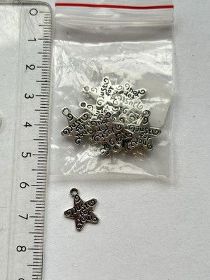 Metall Anhänger Stern Just für you Charms Farbe Silber Antiksilber DIY Schmuckh