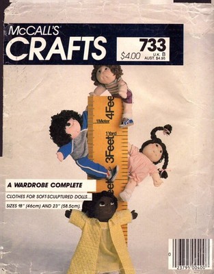 McCall's 733/9091 ~ A Complete Wardrobe For Soft Sculpted  18'' & 23'' Dolls