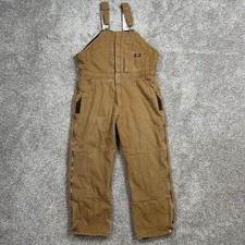 Dickies Men's XL Short Brown Duck Insulated Bib Overalls Quilt Lined Heavyweight
