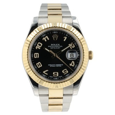 Rolex Datejust Two-Tone Black Dial Gold & Steel 41mm Automatic Mens Watch 116333