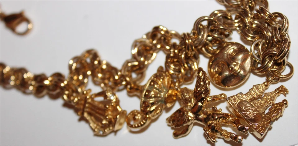Lote #31 Impecable KIRKS FOLLY Firmado Metal Dorado Dijes Mixtos Collar Foto 2 de 3
