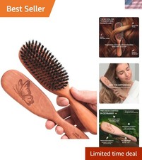 100 Wild Boar Bristle Hairbrush for Natural Healthy Hair, The Tibet brush, M...