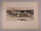 Etching: The Sounding Sea. Thomas Moran, 1880, The Rushing Sea, Original