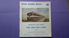 1973 South Australian Railways, Timetable Time Table book Metropolitan & Country