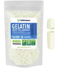 XPRS Nutra Size 5 White Empty Gelatin Capsules Gelcaps Kosher DIY Gel Caps