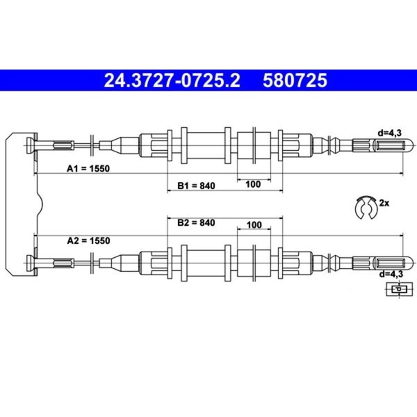 ATE Handbremsseil Hinten Passend FÜR Opel Omega Senator | 24.3727-0725.2-image