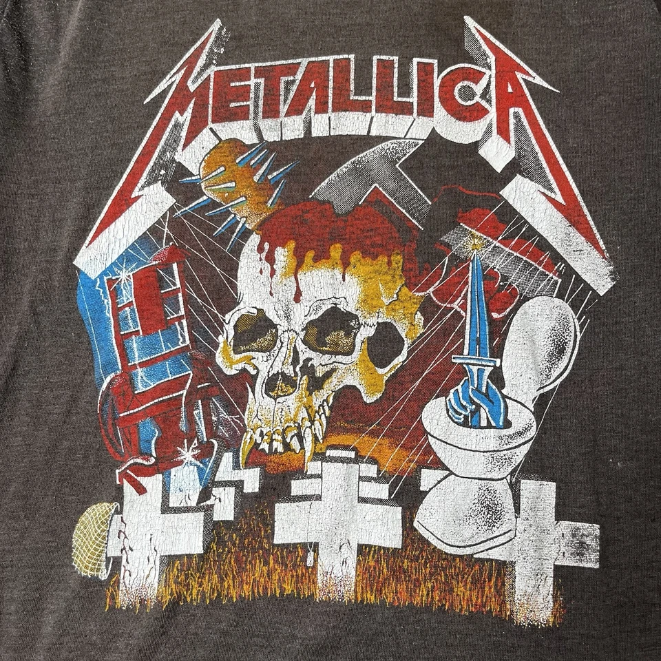 Vtg 1980s Metallica Crash Course T-shirt 80s Concert Tour Band Tee Single Stitch - Image 3 of 4