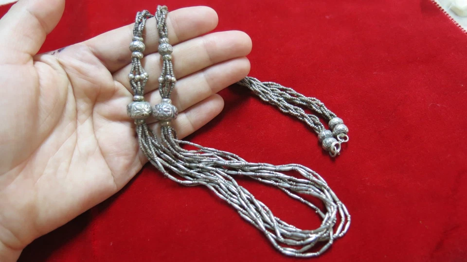 Vintage Thai Tribal Sterling Silver Multi-Strand Flower Beads Necklace Handmade - Image 4 of 4