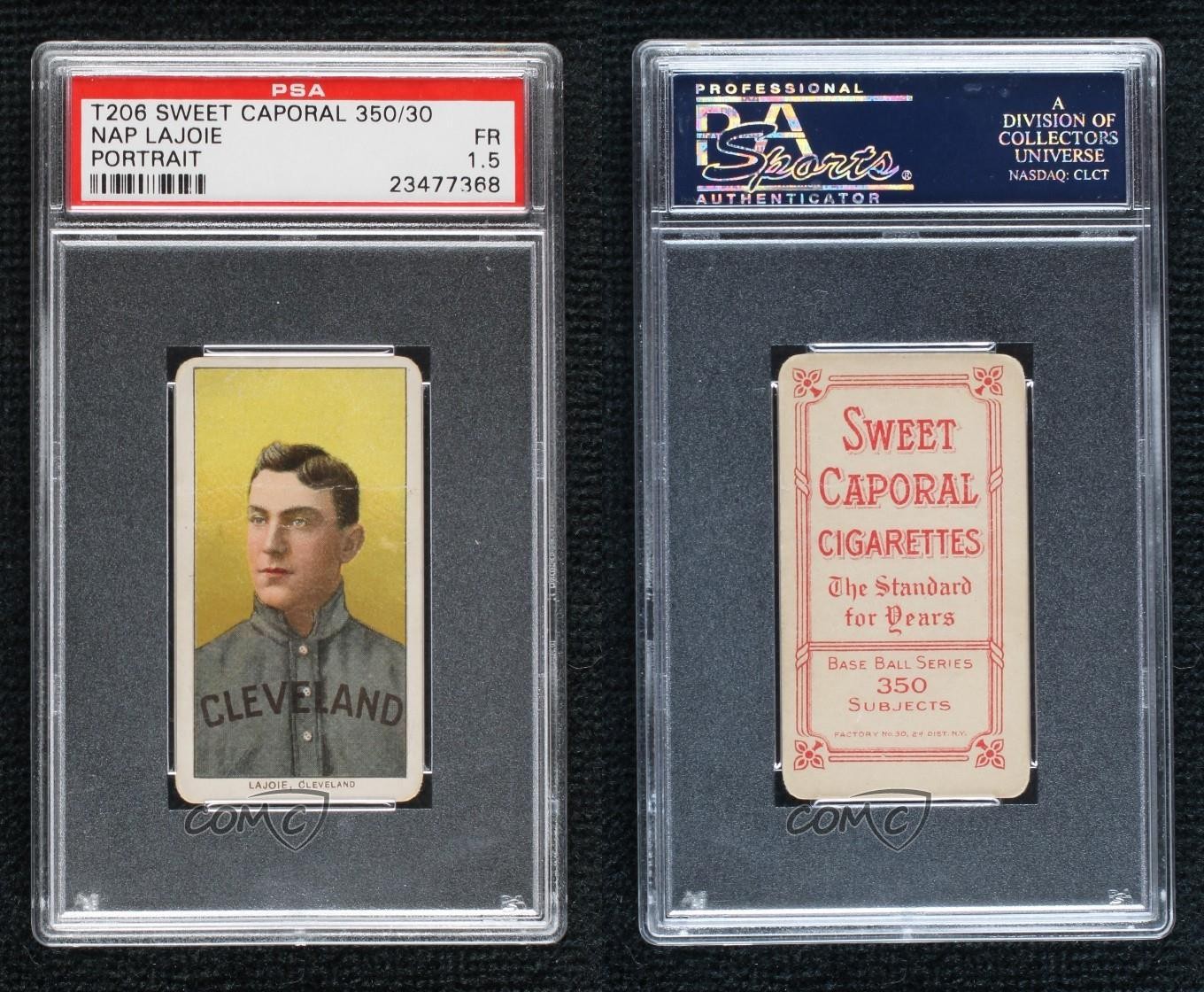 1909 T206 Sweet Caporal 350 Factory No 30 Back Nap Lajoie PSA 1.5 Rookie RC HOF view 3