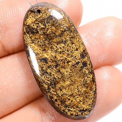 Natural Bronzite Oval Shape Cabochon Drilled Gemstone 36.5 Ct 32X15X5 mm A-31616