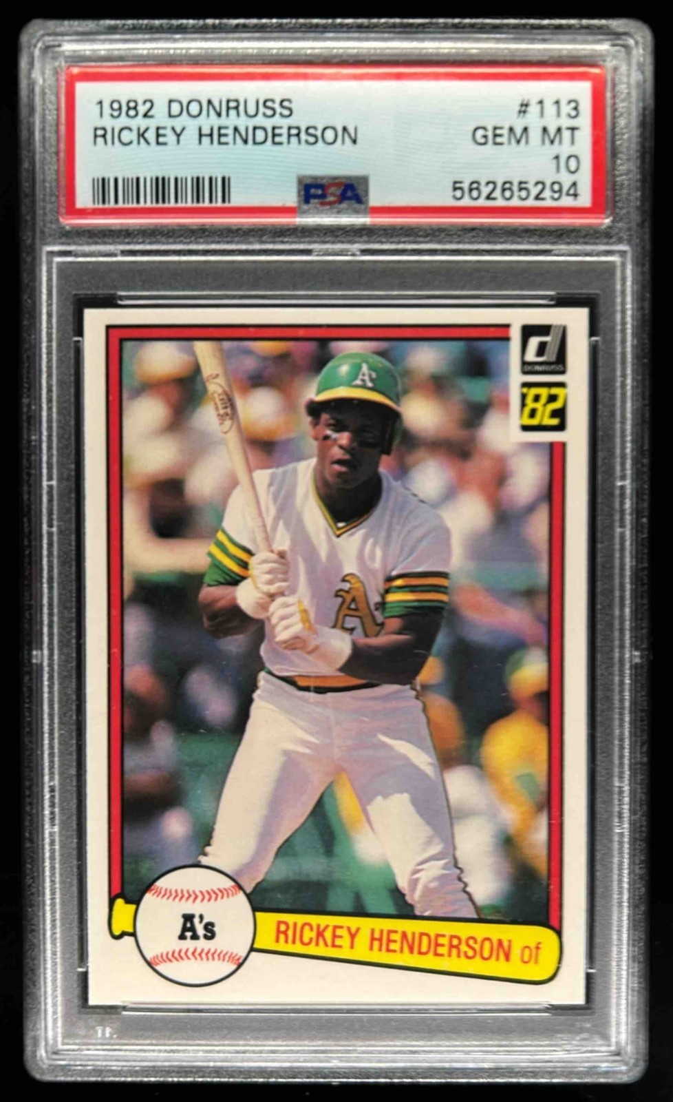 1982 Donruss Rickey Henderson #113 Athletics PSA 10