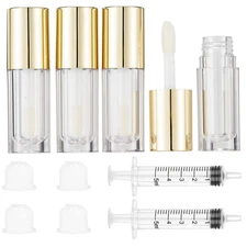 6ml Empty Lip Gloss Tubes Clear Mini Balm Containers Applicator Wands Gold