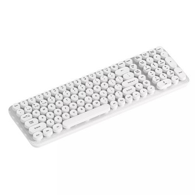 North Full Size Round Pop Key Wireless Keyboard - White: 105 Keys