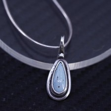 16 Italian sterling silver 925 snake necklace teardrop turquoise pendant