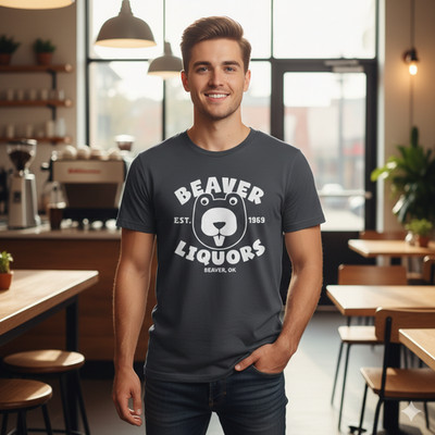 Beaver Liquors Vintage Logo Graphic T-Shirt Funny Unisex Black - S060