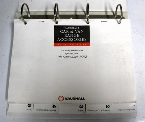 VAUXHALL Approved Accessories Catalogue Car Peripherals Price List Sep 1996 - Picture 3 of 9