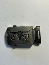 Military Style Longhorn Steer Slide Style Belt Buckle
