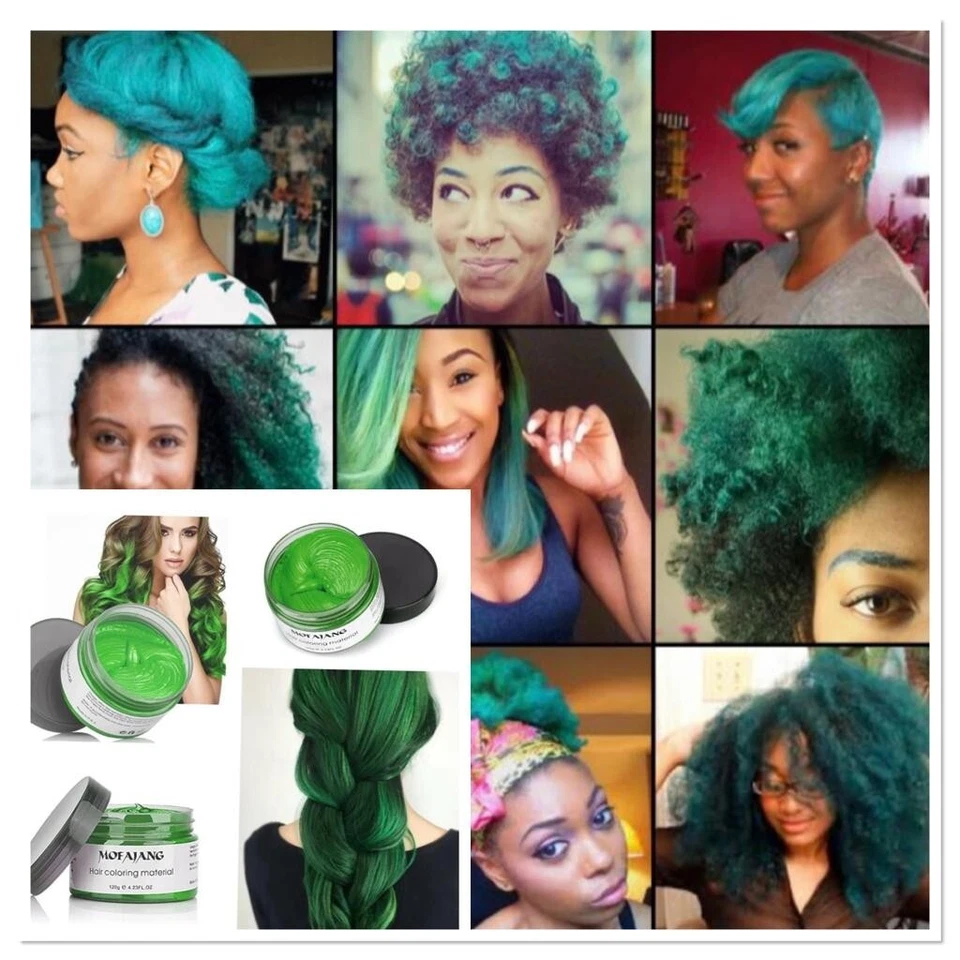 TRENDING Verde Unisex Color de Cabello Cera Lodo Tinte Peinado Crema Hágalo Usted Mismo Colorante 4.23 FL Foto 3 de 4