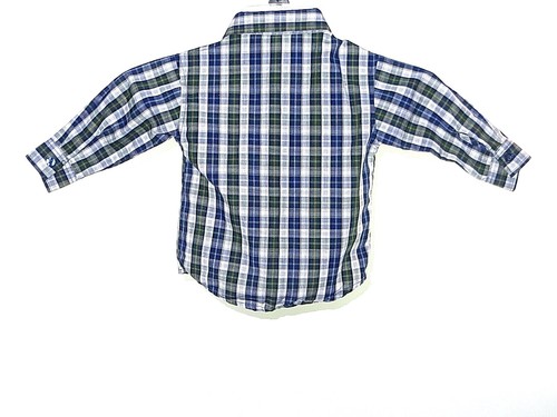 Camisa de vestir náutica para niño talla 9 M estilo a cuadros cuello con mangas largas - Imagen 2 de 4