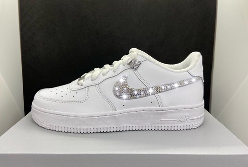 Nike Air Force weiß Strass Swarovski Custom Sneaker Glitzer Geschenk Damen - Bild 1 von 5